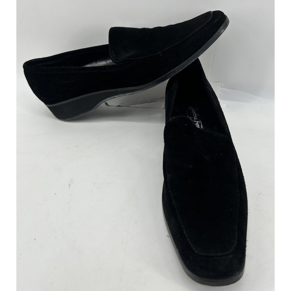 Salvatore Ferragamo Boutique Black Suede Slip On Loafers‎ Women's Size 11